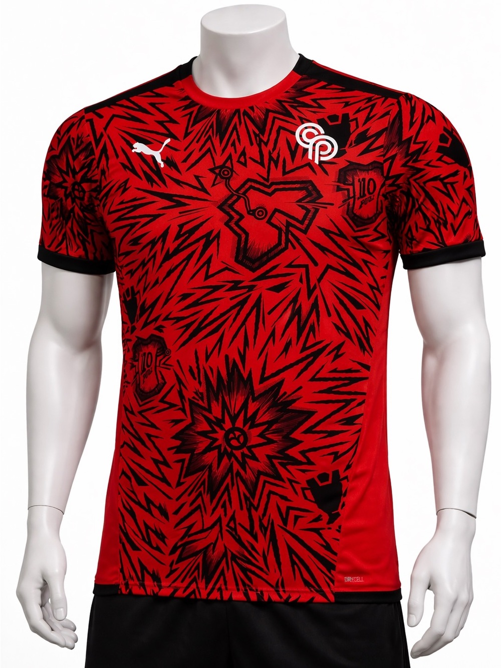 Puma Red and Black Graphic Athletic Jersey